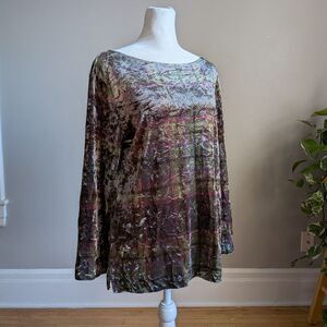 NWT Vintage Y2K Jones New York Plaid Crushed Velvet Top Whimsygoth Size Large